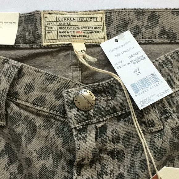 Current Elliot grey leopard skinny jeans Sz 28 - Picture 2 of 8